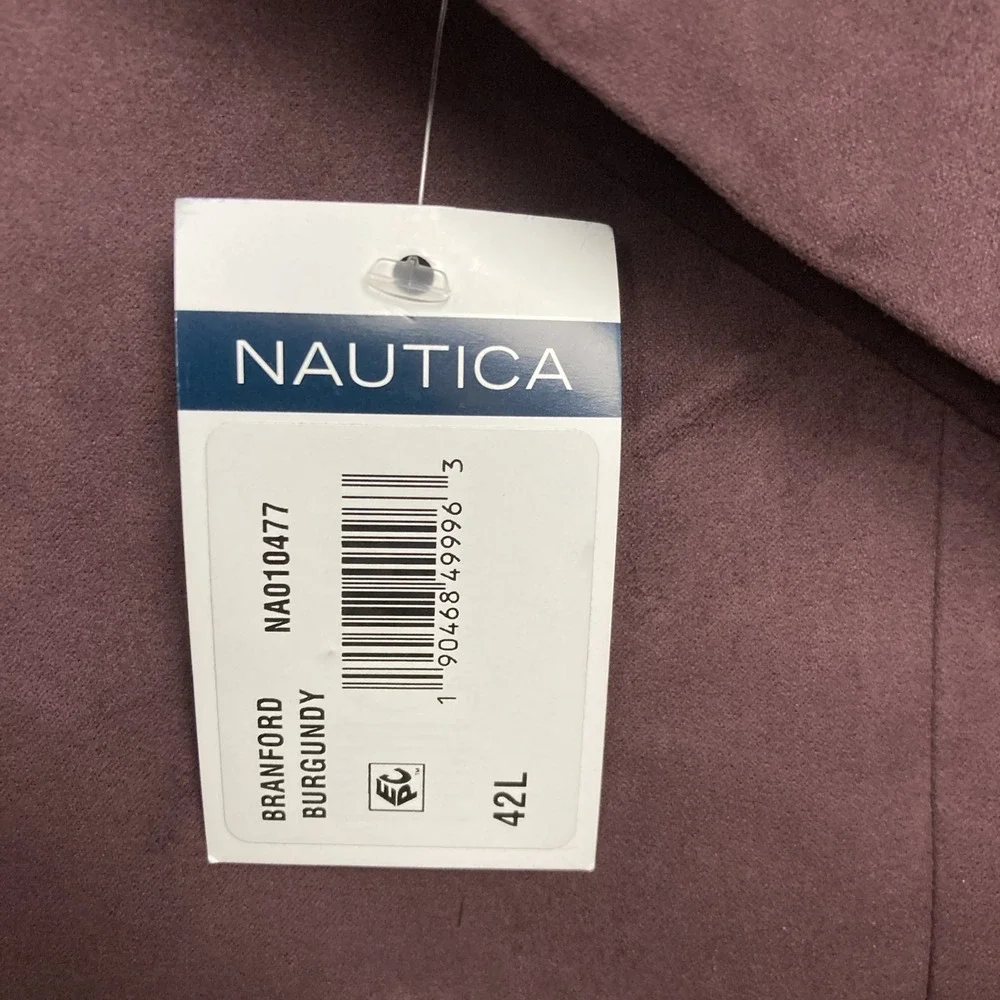 Nautica Men's Modern-Fit Faux-Suede Blazer Sport Coat Jacket Size 42L Burgundy